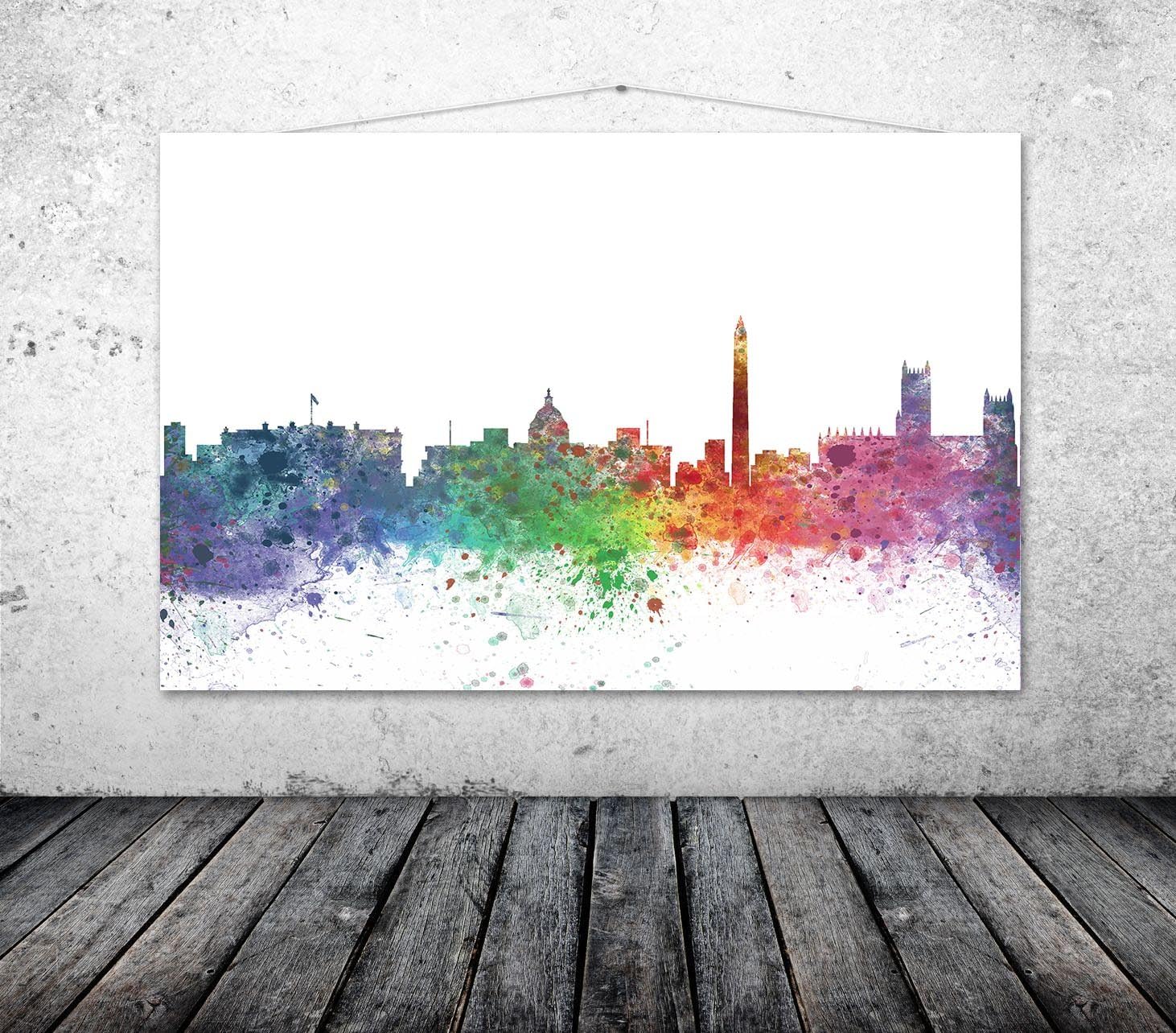 Washington DC Skyline, Washington Poster, DC Watercolor Cityscape Art