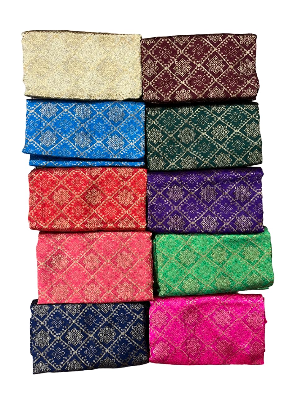 GenericNJ CREATION Women's Cotton silk Multicolors 5 Piece Unstitched Blouse Materials 1 Meters Each (Pack of 5 Pieces, Free Size)_JR20