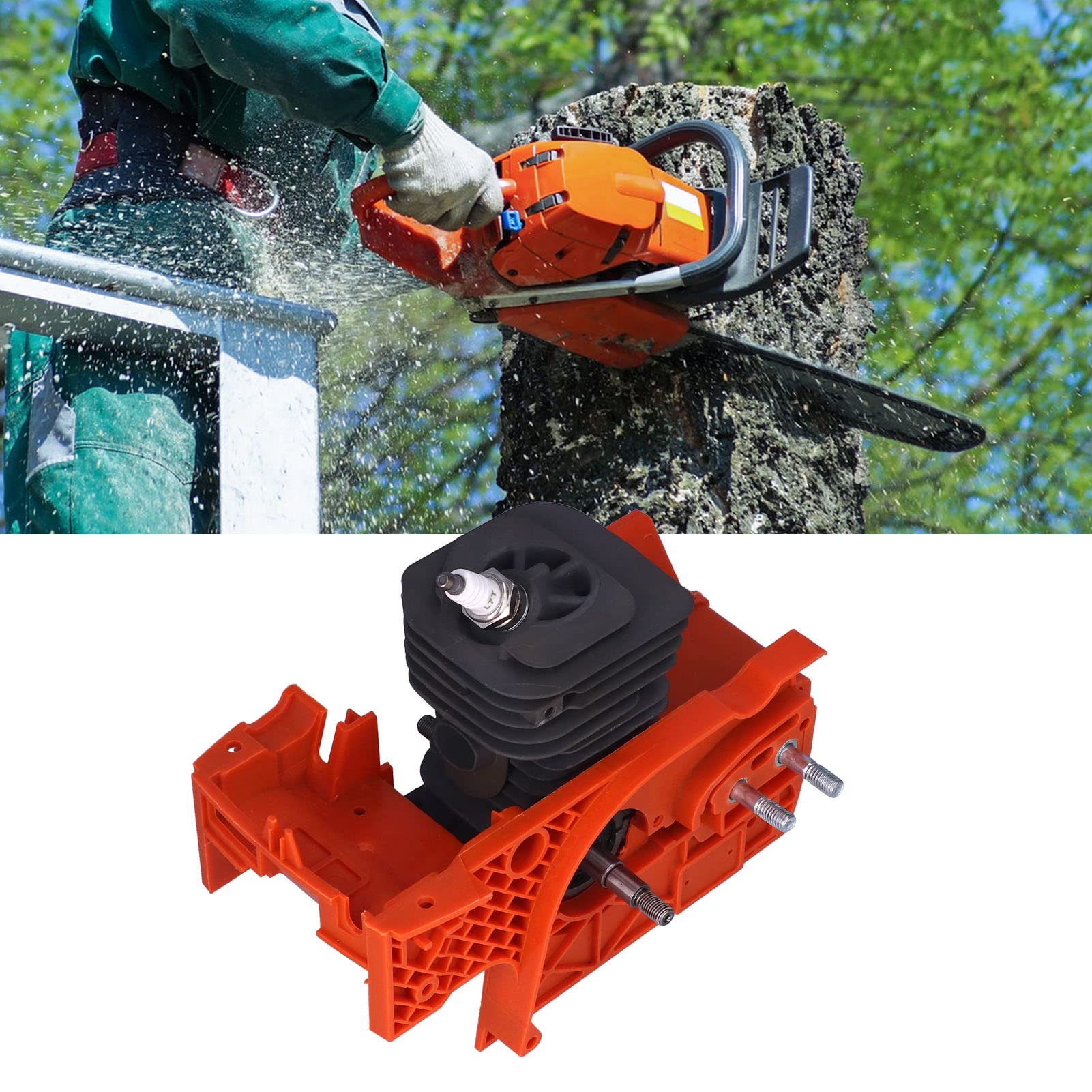 Cilindro del cárter Cilindro del cárter de 40 mm con bujía para Motosierra 136 137 141 142 530071991 Pieza de Repuesto de Alto Rendimiento
