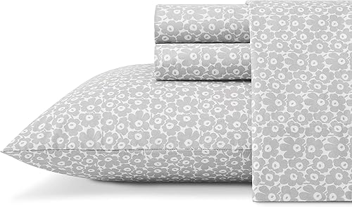 Marimekko - Juego de sábanas de percal de algodón, decoración del hogar fresca y fresca (Pikkuinen Unikko Grey, Full)