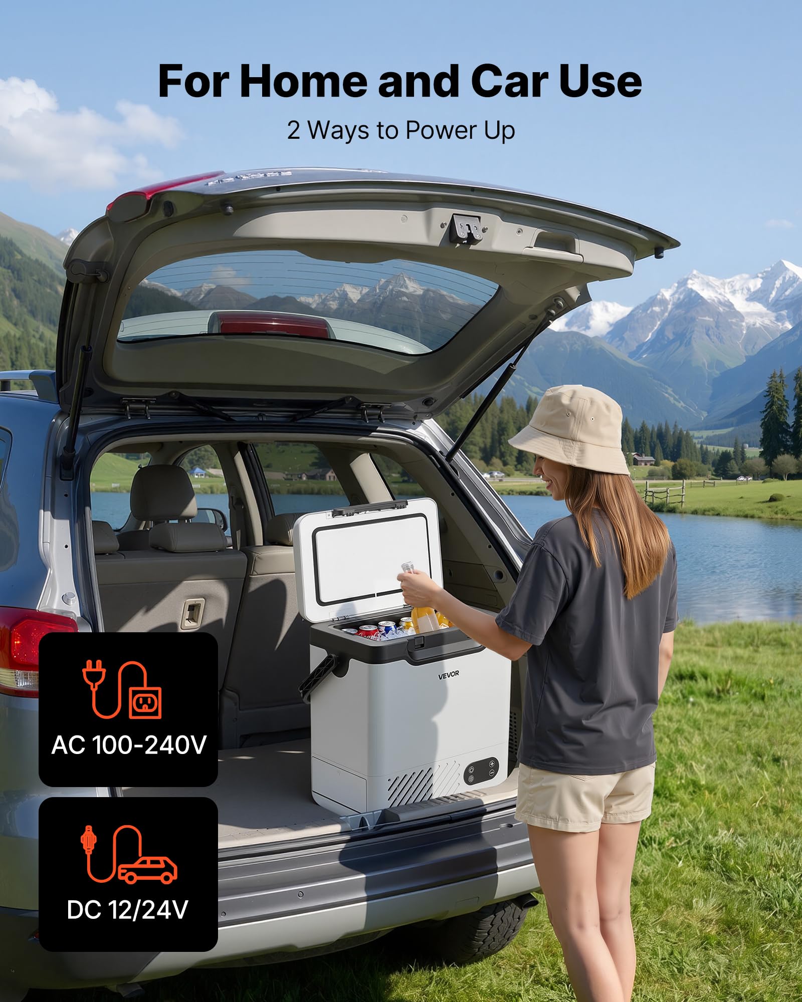 VEVOR Glacière Électrique 12 L 12 V/24 V CC 100-240 V CA Réfrigérateur Portable -20 °C à 20 °C