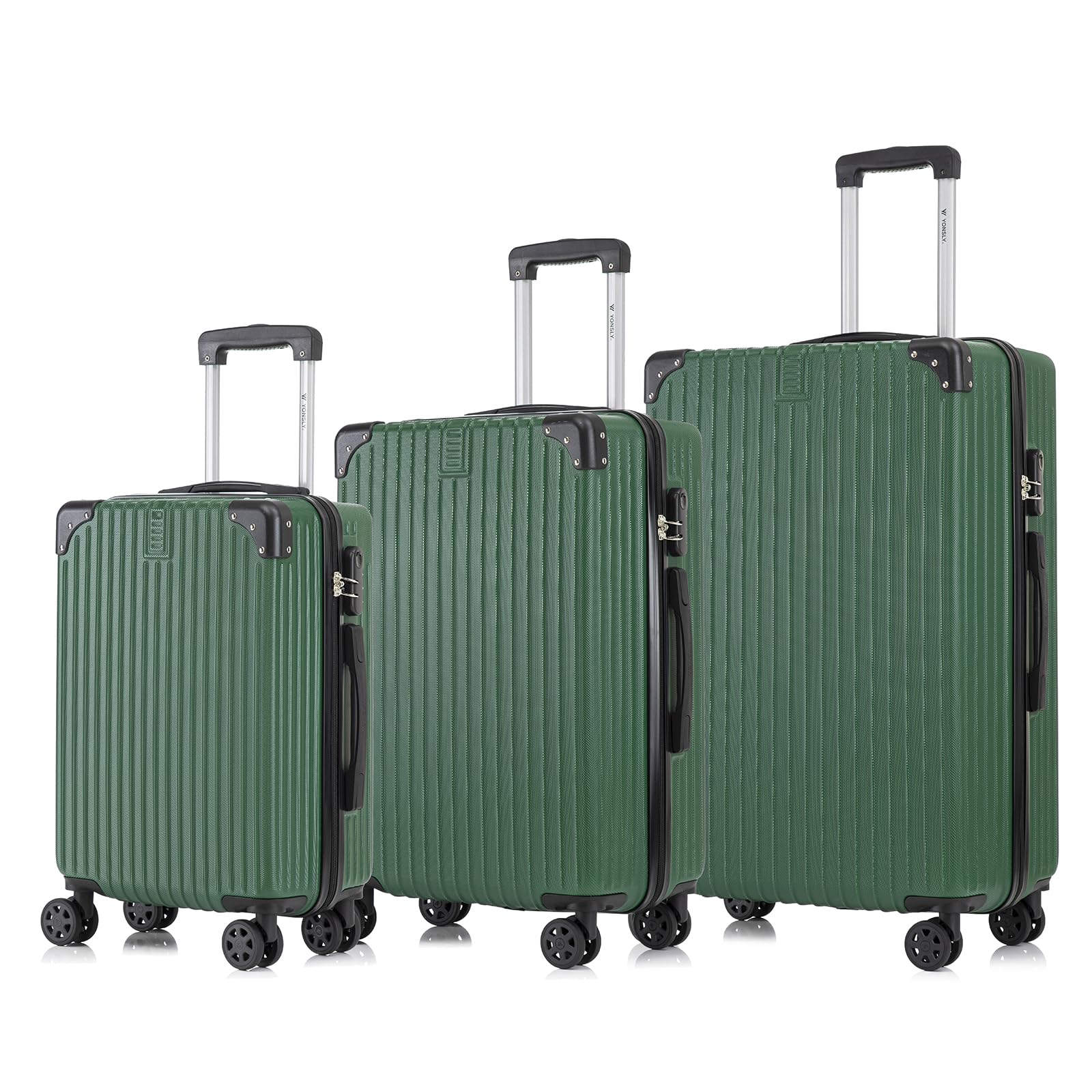 yonsly Koffer Suitcase, Trolley Reisekoffer, Rollkoffer Handgepäck mit 4 Rollen 360°, ABS Hartschalen, Sicherheitsschloss, Weicher Gummigriff, 210D-Futter