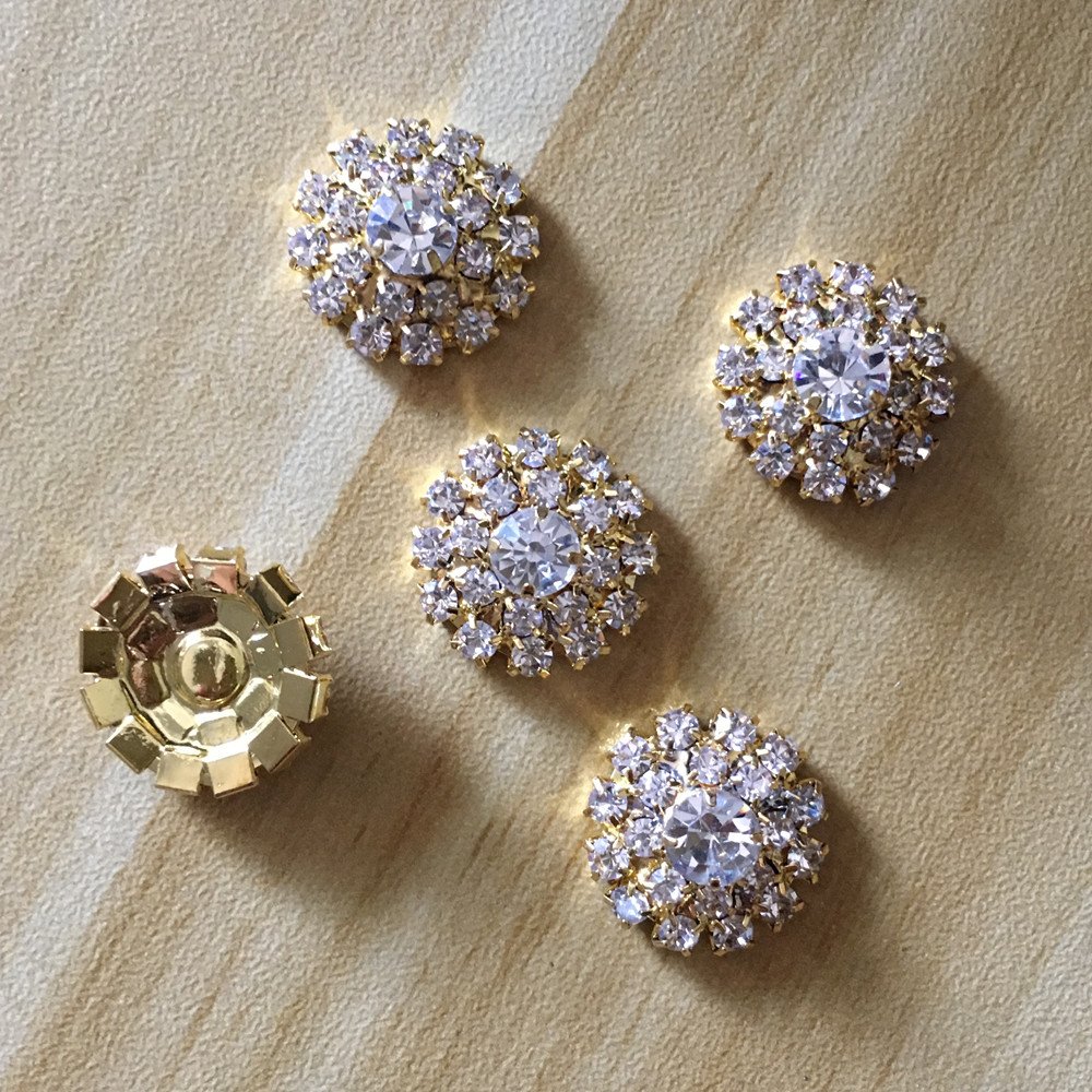 Silver Tone Clear Crystal Rhinestone DIY Embellishments Flatback Buttons Hair Accessories Decors