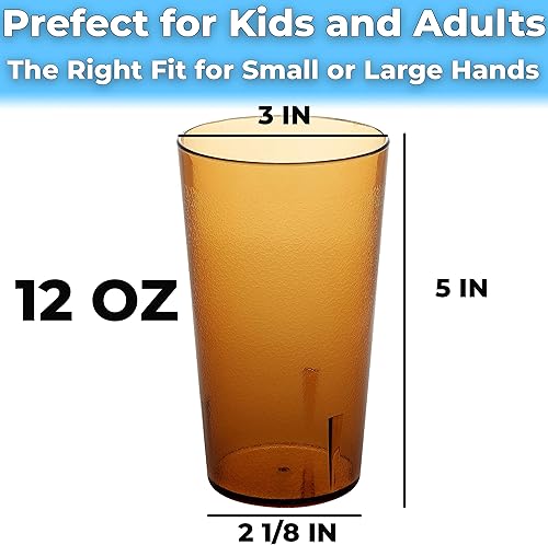 Miniatura 6 de Vasos de plástico ámbar de 12 onzas de grado restaurante, sin BPA, paquete de 24 unidades. Los vasos resistentes a la rotura son reutilizables,