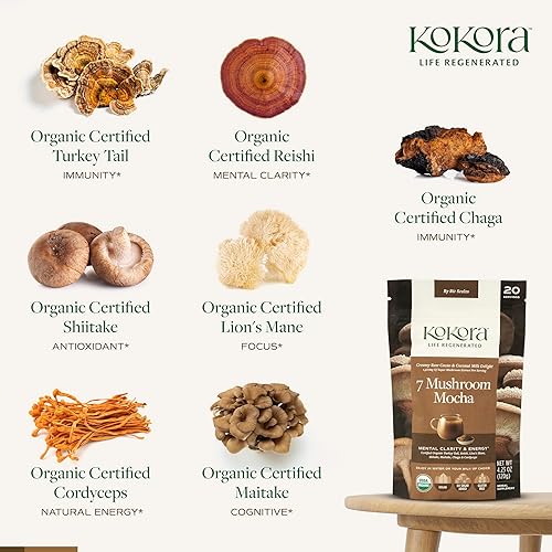 Miniatura 3 de 7 Mushroom Mocha - Polvo de hongos adaptogénicos orgánicos, incluye cola de pavo y melena de león, energiza y promueve la claridad mental*, vegano,