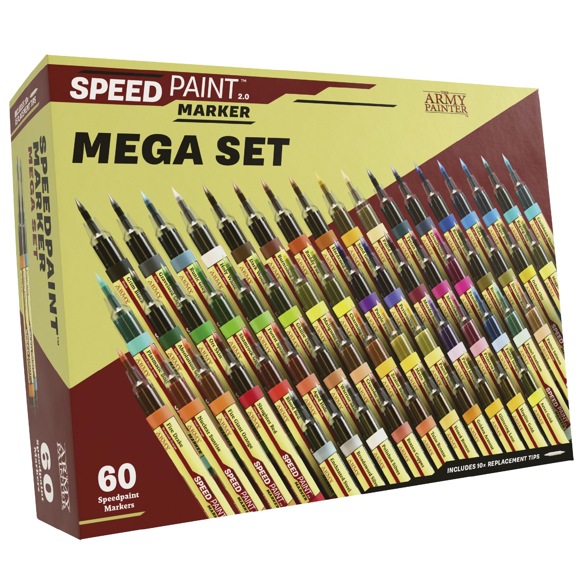 The Army Painter, Speedpaint Marker Mega Set, 60 x 6 ml | Marker Speedpaint 2.0, colori acrilici a contrasto, per miniature DnD e Warhammer