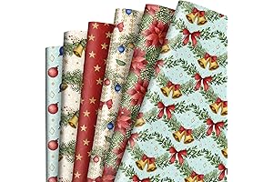 Whaline 12 Sheets Vintage Christmas Wrapping Paper