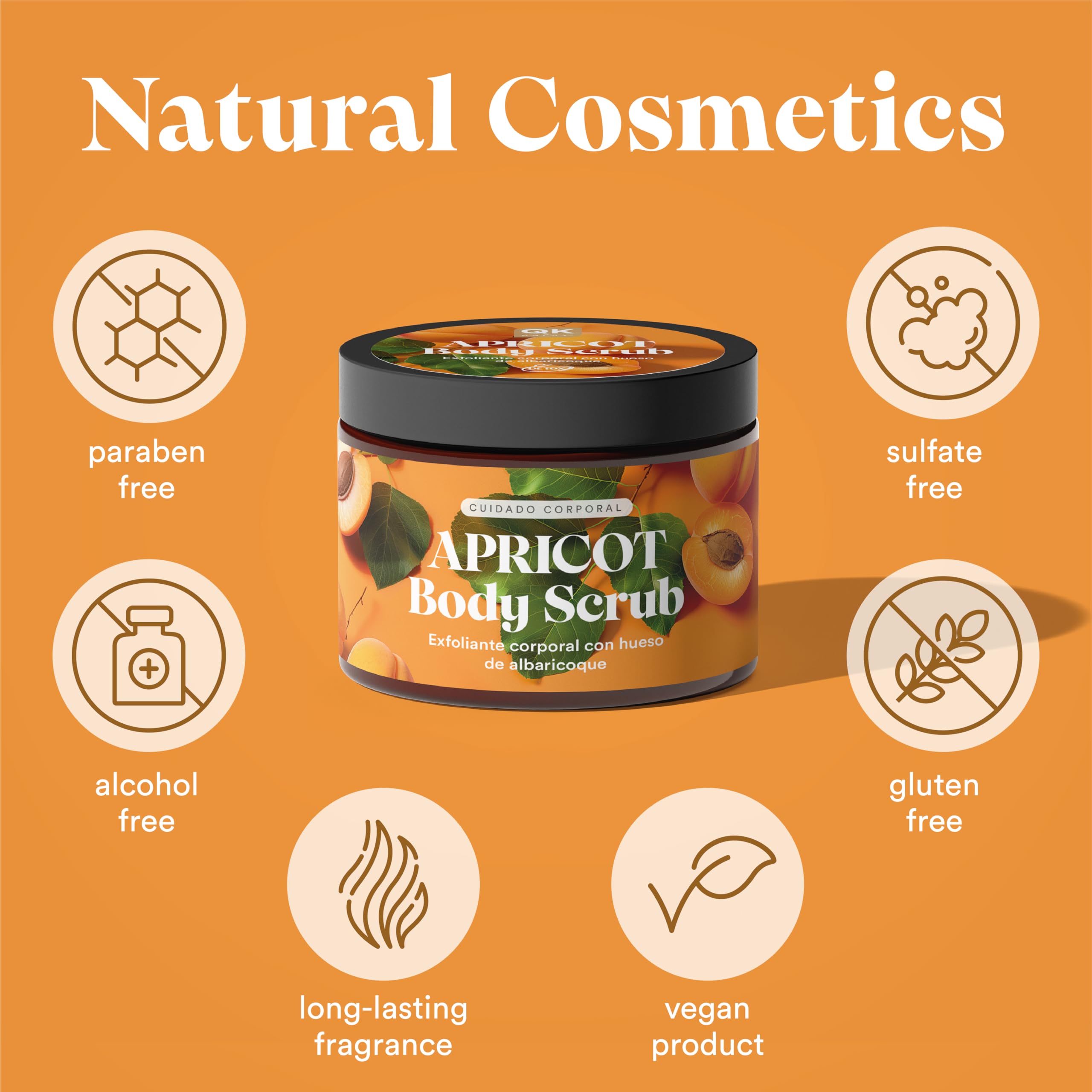 QKnatur Esfoliante Scrub Corpo Naturale con Nocciolo di Albicocca – Esfolia e Nutre la Pelle – Estratti di Azahar, Camomilla, Rosa e Amamelide – 300 ml