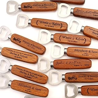 Set of 10 Custom Wooden Bottle Openers, Bulk Wedding Favours for Guests, Bachelor Party Favours, Party Favours