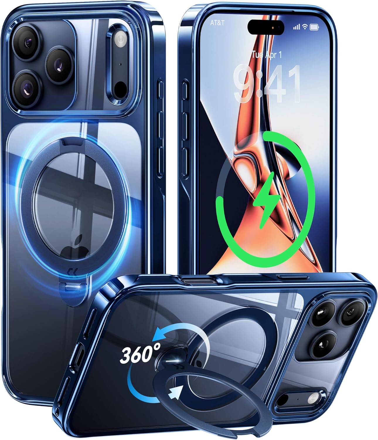 Product image of CASEKOO Deep Blue for iPhone 17 Pro Max Case with 360 Spin Magnetic Stand [Fit for MagSafe][17FT Military Protection] Slim Polished for iPhone 17 Pro Max Case with Stand 6.9'', Deep Blue
