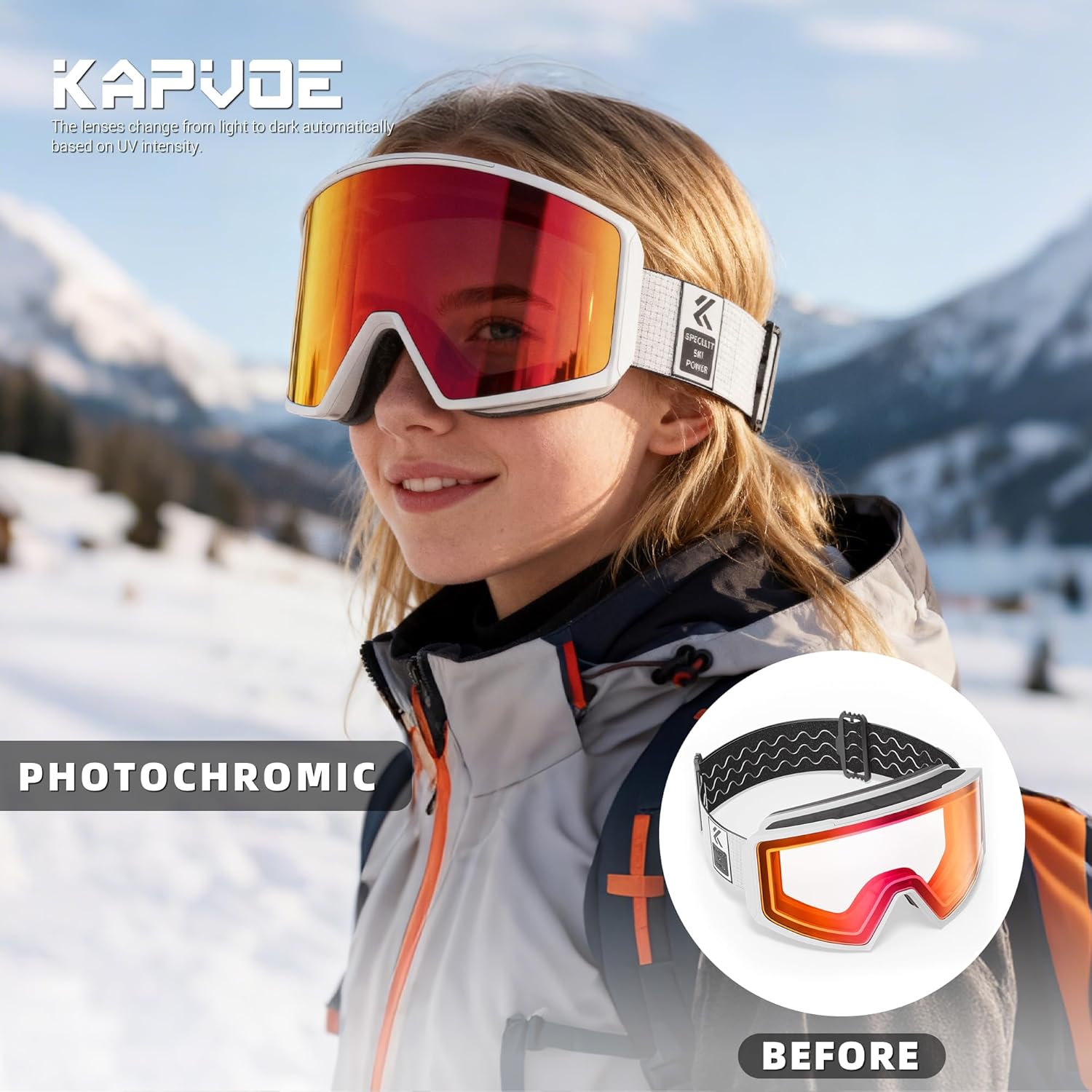 KAPVOE ski goggles Magnetic lens, Anti-fog, UV400 protection, Suitable for men, women and teenagers K719 - Image 2