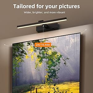 ZitoStory Black Battery Operated Picture Light with Remote,Wireless Dimmable Art Lights for Paintings Rechargeable Gallery Light Artwork Lighting for Canvas, Portrait (20Inch)