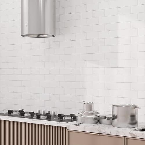 Miniatura 7 de Avant Decor  8 azulejos  Metro blanco grande compuesto de piedra  Azulejos de cocina para despegar y pegar  Azulejos de pared para pegar  Fácil de