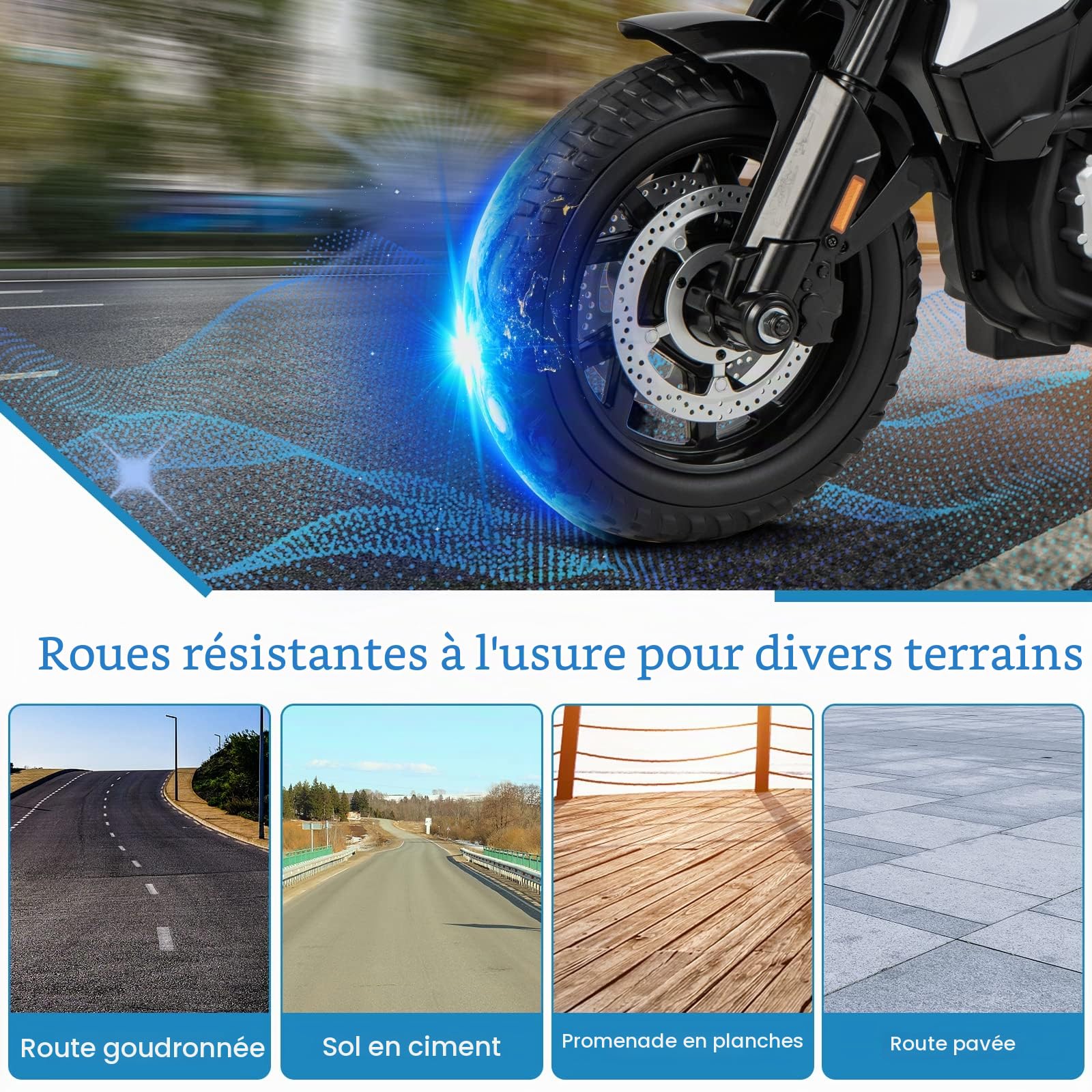 GOPLUS Moto Électrique Enfants 3-8 Ans 12V 3-6KM/havec Lumières et Musique Scooter Électrique avec Roues Latérales Amovibles, pour Enfants Charge 30kg Blanc