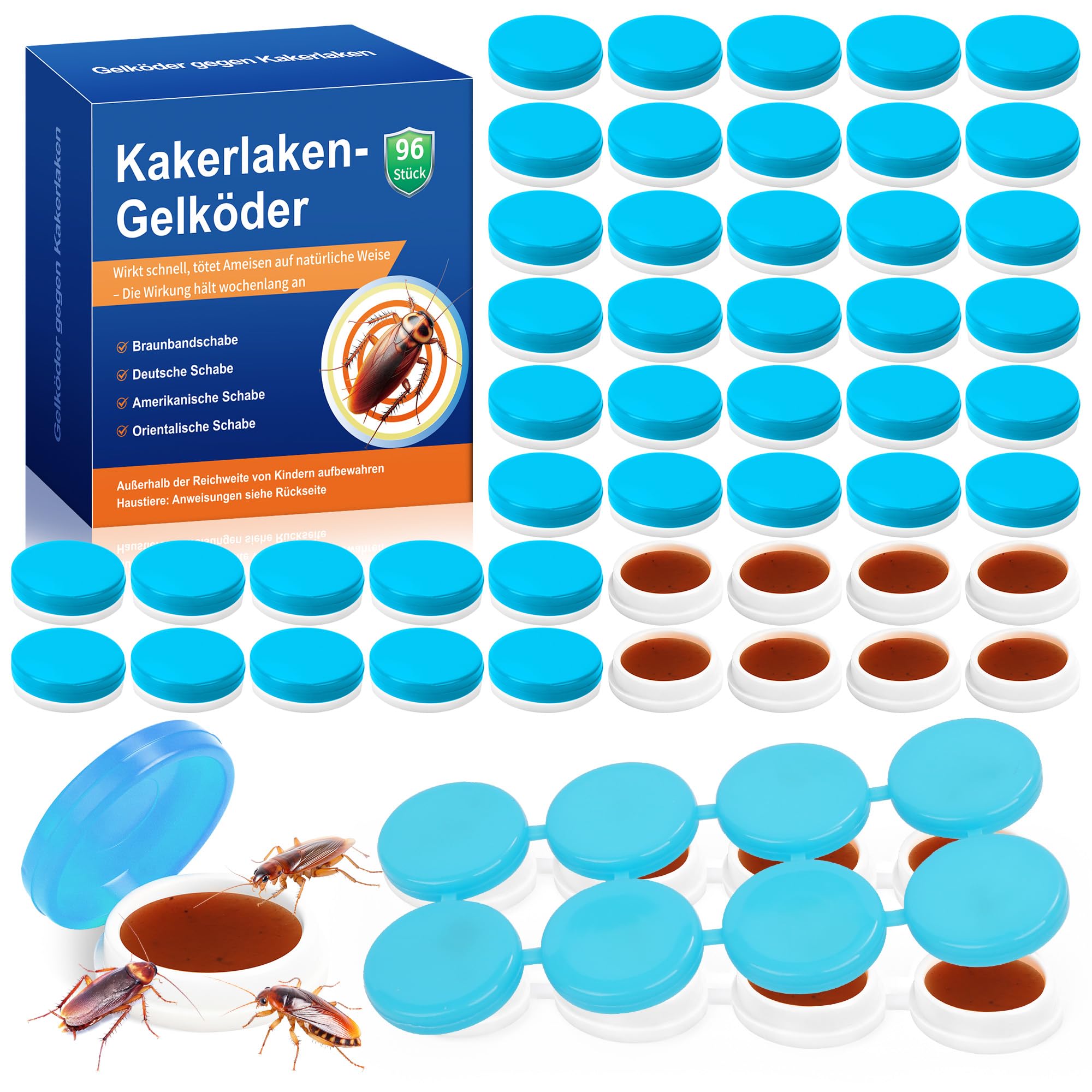 96Pcs Cockroach Bait, Cockroach Traps for Indoor and Outdoor use