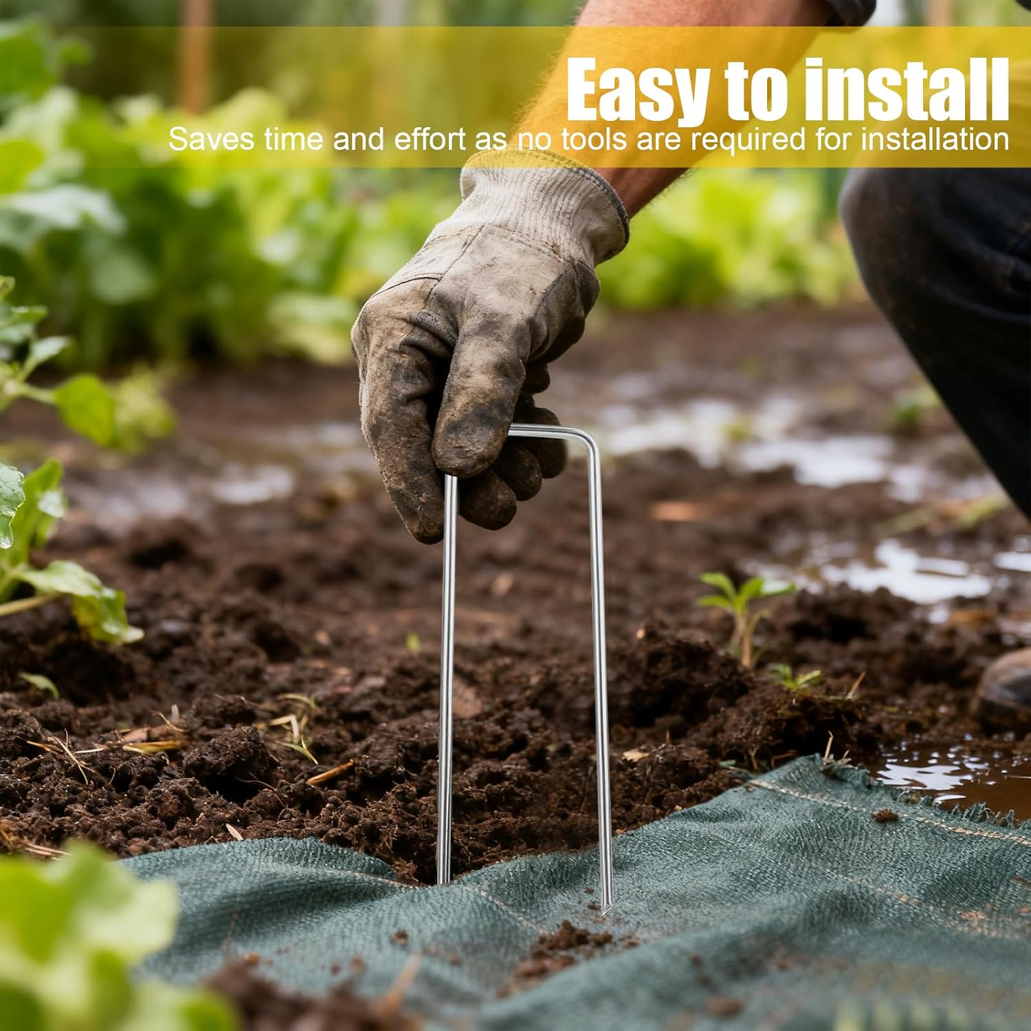 200 Pack 4 Inch Landscape Staples, 10 Gauge, 2.5mm Thick Steel Garden Stakes, U Shaped Yard Pins for Lawn, Weed Barrier, Ground Cover and Fabric