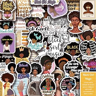 50 Pieces Black Girls Stickers Magic Girl Decal Self Affirmation for Lap...