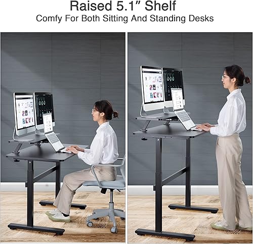 Miniatura 6 de AVLT Soporte de escritorio con abrazadera para monitor de 32 pulgadas con abrazadera para monitor con soporte deslizante para portátil, tableta,