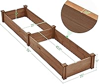 Vista 3 de Yaheetech Cama de jardín elevada de madera para horticultura de 8 x 2 pies, caja de plantación elevada divisible para flores/vegetales en patio