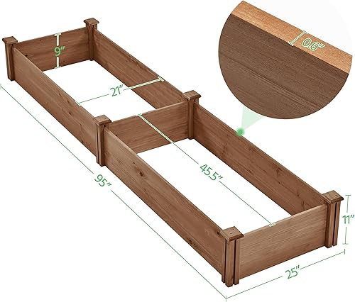 Miniatura 3 de Yaheetech Jardinera elevada de madera para horticultura de 8 x 4 pies, maceta elevada divisible para flores, verduras, hierbas en patio trasero,