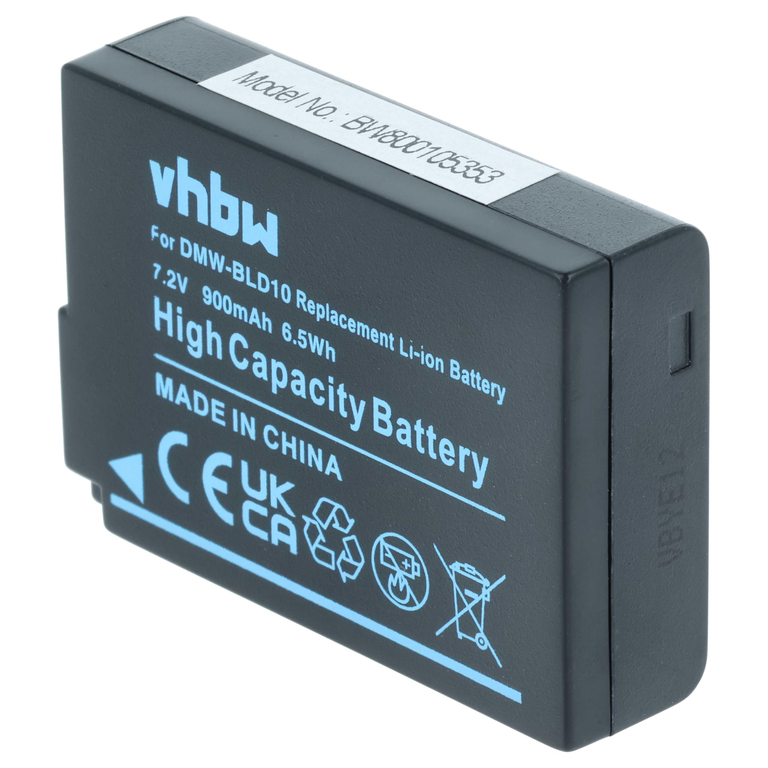 vhbw 2x batteria compatibile con Panasonic Lumix DMW-GF2KK, DMC-GX1X | fotocamera (900mAh, 7,2V, Li-Ion), infochip