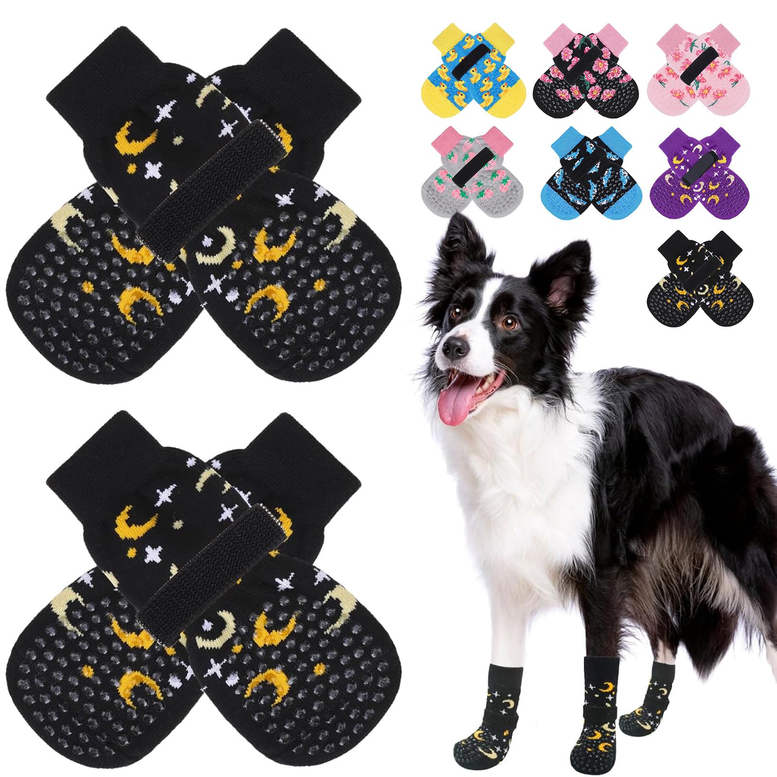 SCENEREAL Anti Slip Dog Socks to Prevent Licking Paws for Hardwood Floors, Double Sides Dog Shoes Boots & Paw Protectors for Hot/Cold Pavement, Dog