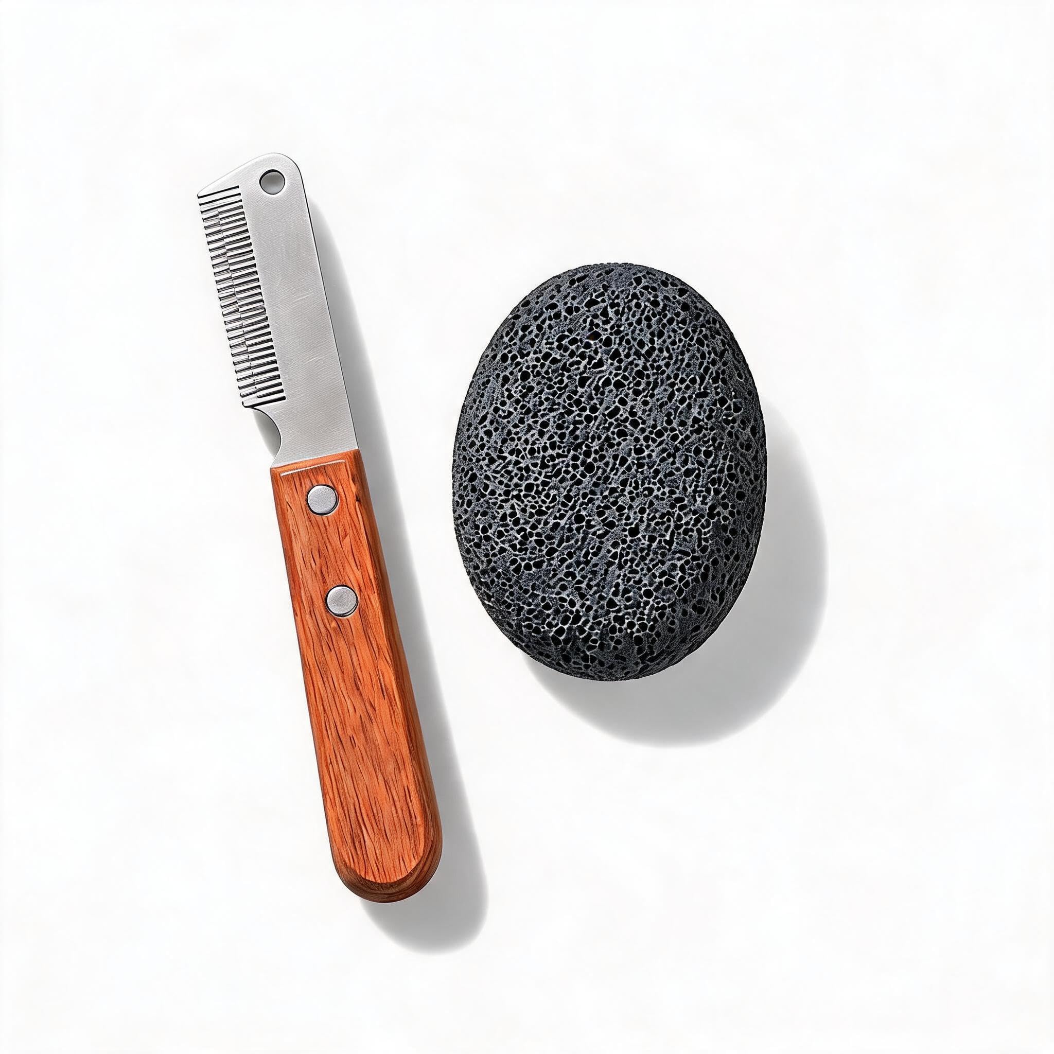 Dog Professional Stripping Knife, Stripping Comb for Dog with Strip Stone Hand Strip Knife Natural Pumice Grooming Stone for Border Terrier (Right Handed)