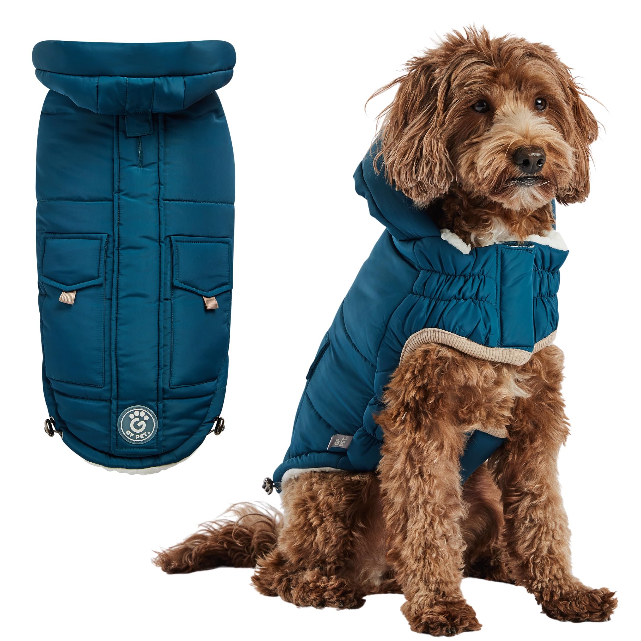 GF PET InFiber Nordic Dog Parka - Insulated & Windproof Pet Coat - Lightweight Winter Jacket with Fleece Lining - Adjustable Fit for Dogs - X-Large, Dark Teal