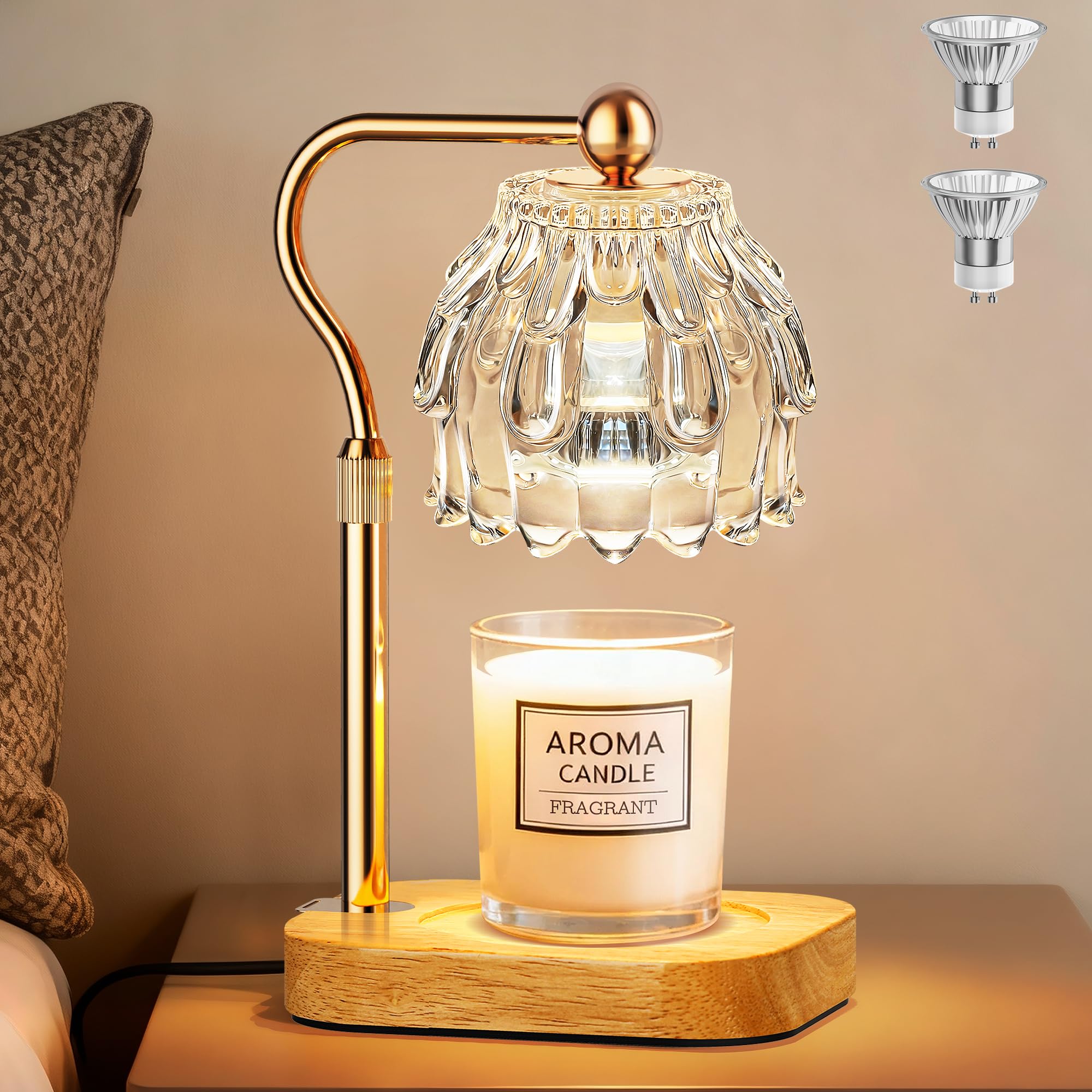ROTTGOOON Candle Warmer Lamp, Dimmer, Timer, Adjustable, with 2 Bulbs