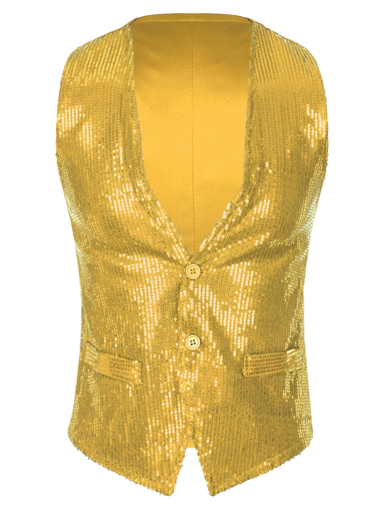 Vxuxlje Adult Womens Shiny Sequin Button Up Waistcoat Music Festival Vest Top Prom Party Suit Vest