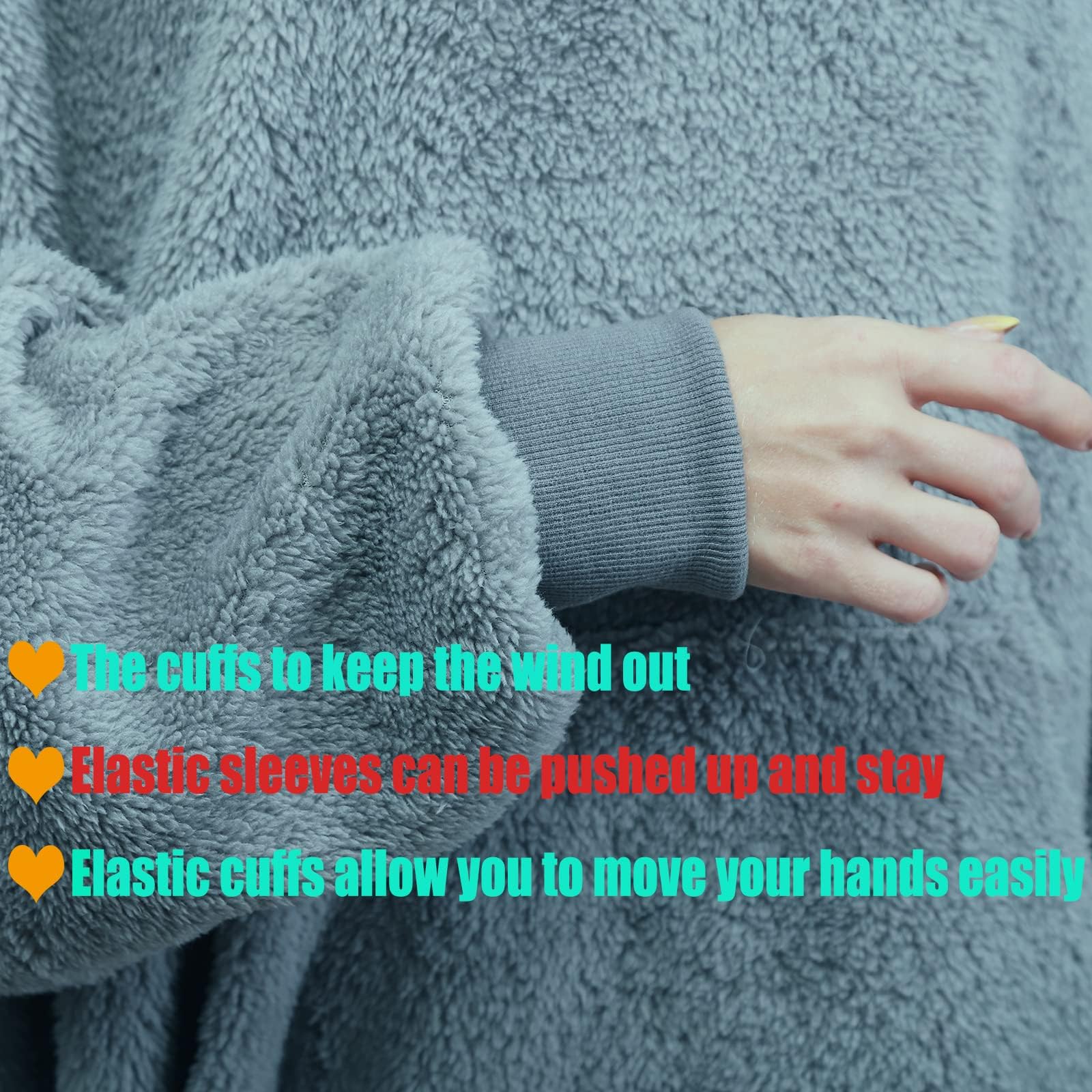 AUTUCAU Oversized Sherpa Hoodies,Cozy Soft Warm Wearable Blanket with Giant Pocket, One Size for Men Women Adult Teens