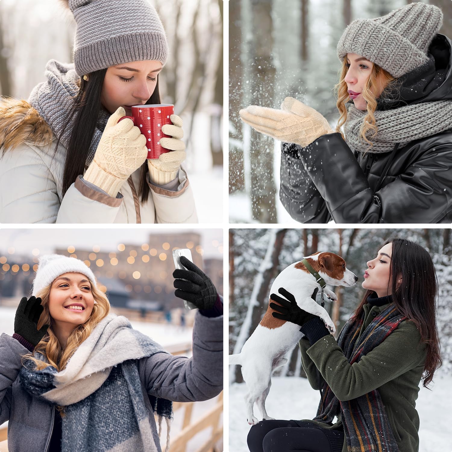 Tavaleu Winter Gloves for Women, Warm Thick Three-finger Touchscreen Glove, Knit Elastic Gloves for Cold Weather - Image 6