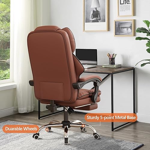 Miniatura 6 de Silla de oficina con respaldo alto, silla de escritorio ejecutiva, silla de juegos para computadora con reposapiés, sillas de trabajo giratorias,