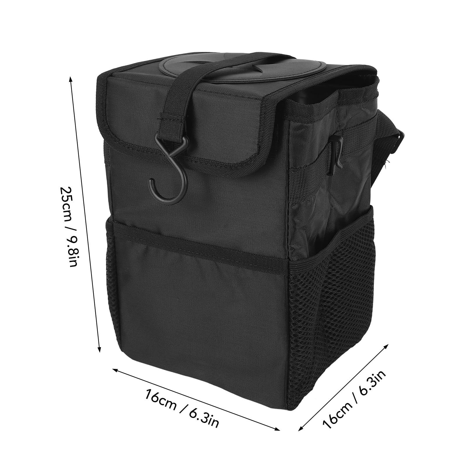 Cestino Auto Pieghevole Impermeabile In Tessuto Oxford Con Coperchio E Tasche – Pattumiera Auto 26x14x35 Cm - 3