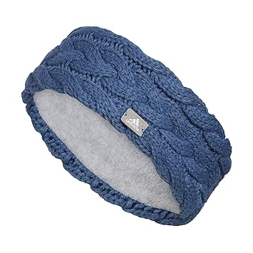 adidas Women's Fashion Knit Headband, Wonder Steel Blue/Grey/Silver Metallic, One Size