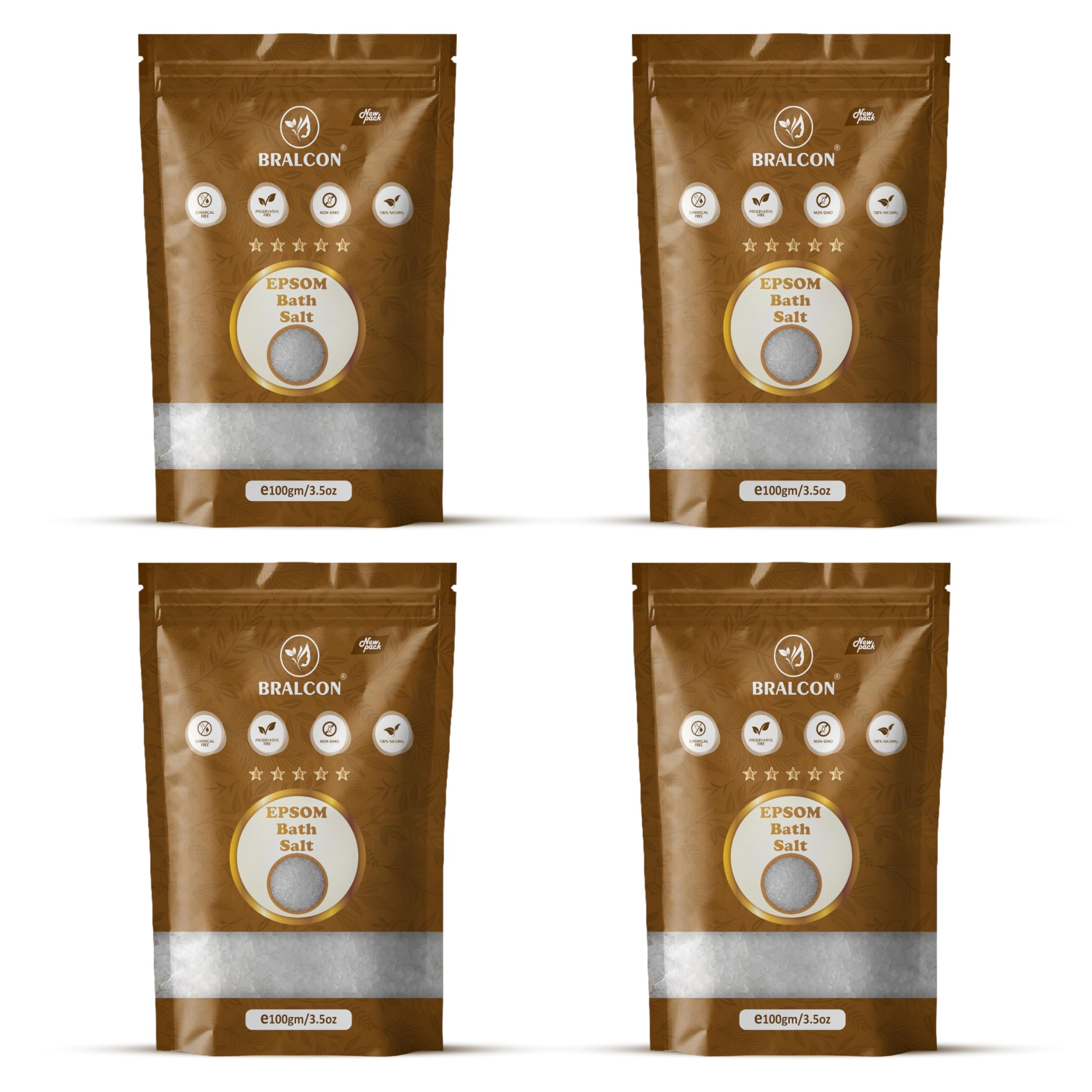 Epsom Bath Salt - 400gm (4 X 100g) Pure Natural Mineral Crystals for Refreshing Bath Soak, Relaxation and Wellness-picture-33