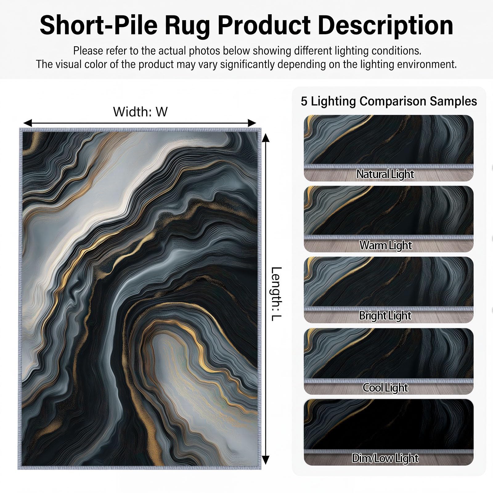Alfombra de mármol blanco y negro de 140 x 200 cm, alfombra de lujo abstracta lavable para sala de estar, alfombra antideslizante de pelo bajo, alfombra de interior para dormitorio, sala de juegos