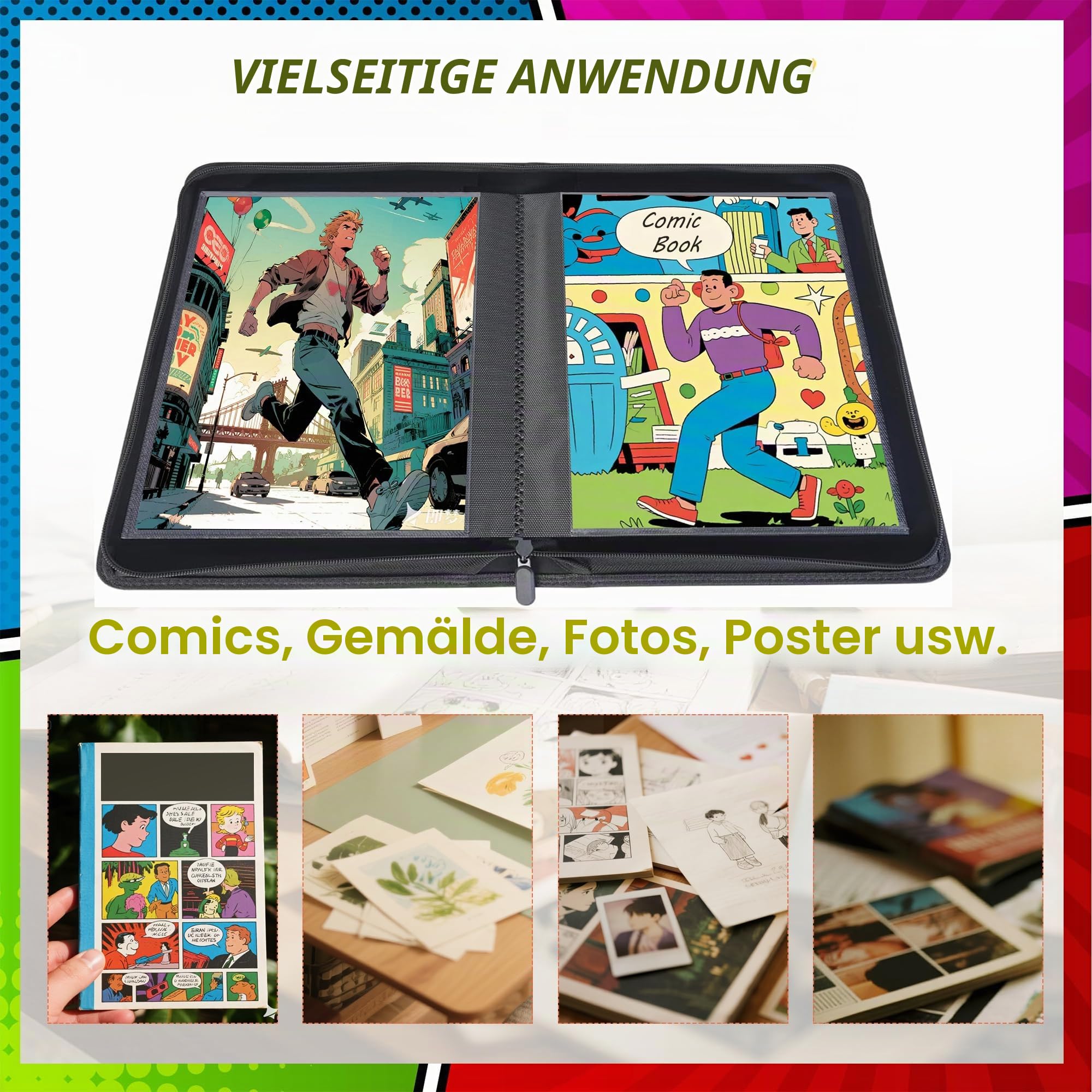 Comic-Sammelordner für Comic-Sammler-Aufbewahrungsalbum mit 20 robusten Innenseiten und 40 Taschen zur übersichtlichen und sicheren Aufbewahrung Ihrer Comics-Organisation Ihrer Lieblings-Comicbücher Spielzeug
