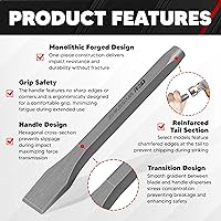 Vista 3 de C&T Kit de cinceles fríos multiusos de 3 piezas, 3/8, 1/2, 5/8 pulgadas, para carpintería, metal, carpintería y trabajos de mampostería