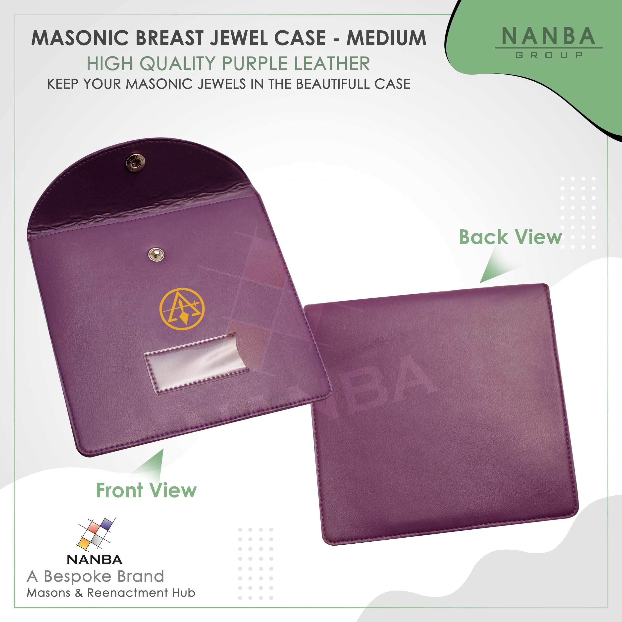 Masonic Regalia Pocket Jewel Holder Case Leather Carry Wallet with Soft Lining for Freemason Lodge Jewels