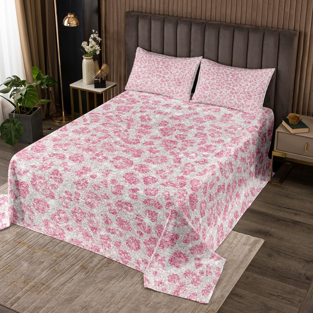 jejeloiu Blue Leopard Bedspread Queen Size Cheetah Coverlet Set Animal Print Quilted Coverlet for All Season with 2 Pillowcases Leopard Fur Print Microfiber Lightweight Safari
