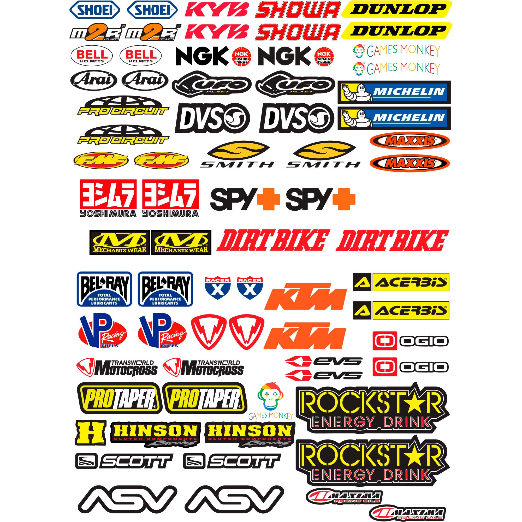 ADHESIVE STICKERS MOTOCROSS MOTORCYCLE KIT 73pz full board OFFER SCREW VINYLE MOTOR 73 pieces