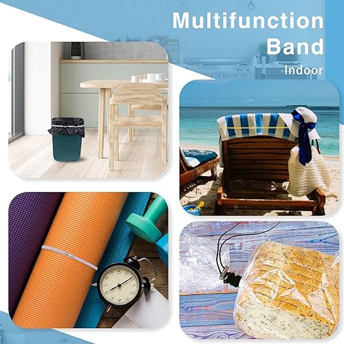 Miniatura 5 de Juego de 10 bandas de basura para cubos de basura de 8 a 33 galones, bandas de goma ajustables, bandas de goma elásticas duraderas y