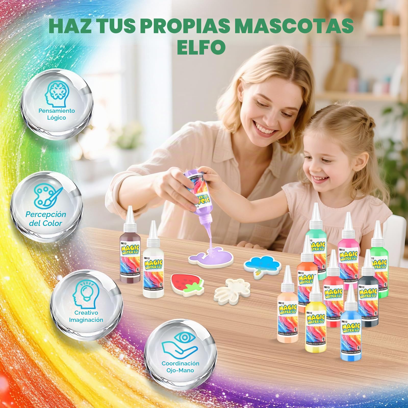 MOMSIV Set de Aqua Gelz, juguete mágico DIY de 3D de hidrogel para niñas a partir de 4 5 6 7 años, kit de juguete creativo Magic Water Elf con 12 colores y 12 formas para niños