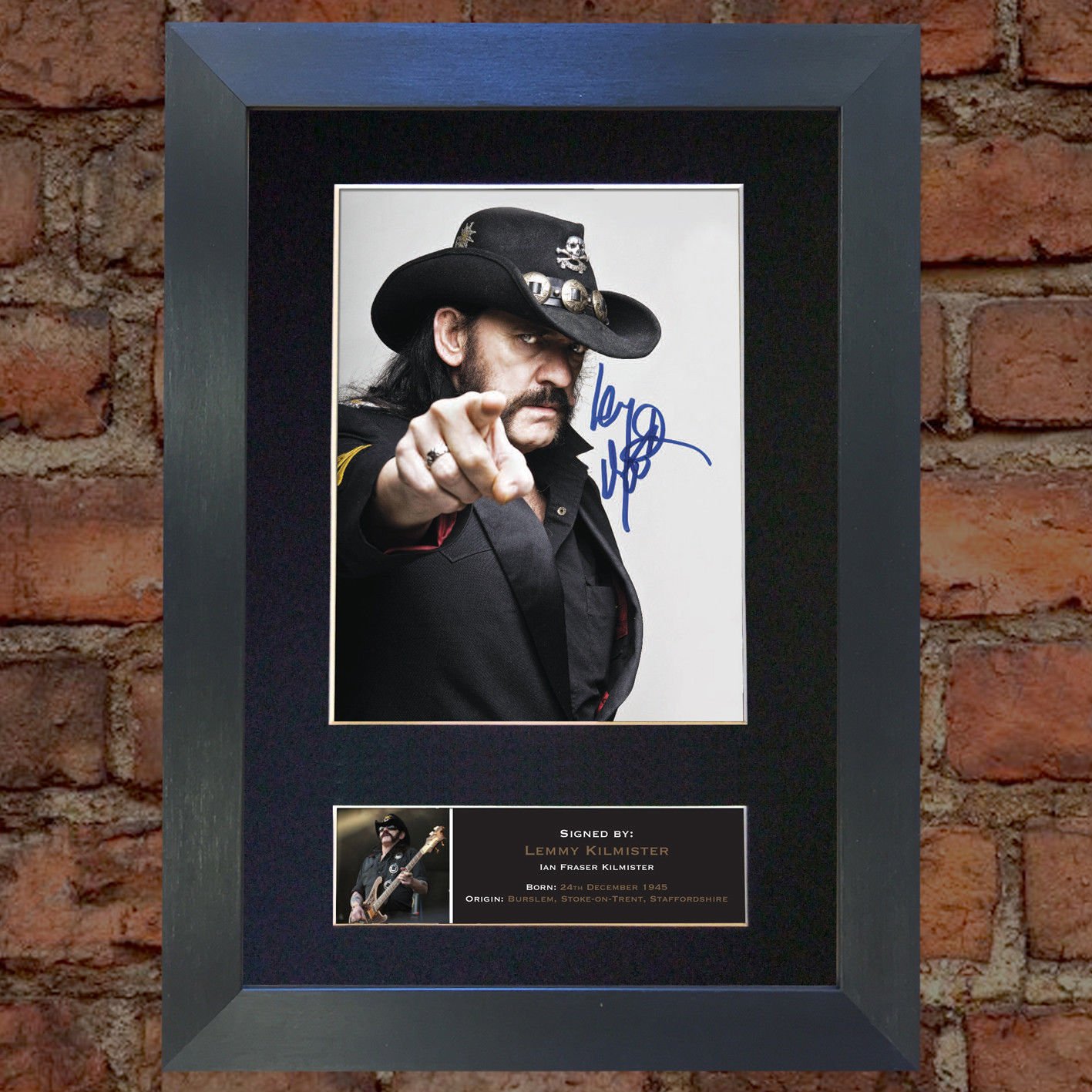MR.JDS TOP PHOTOS LEMMY KILMISTER MOTORHEAD signed autograph framed photo repro A4 print 480 [BLACK FRAME]
