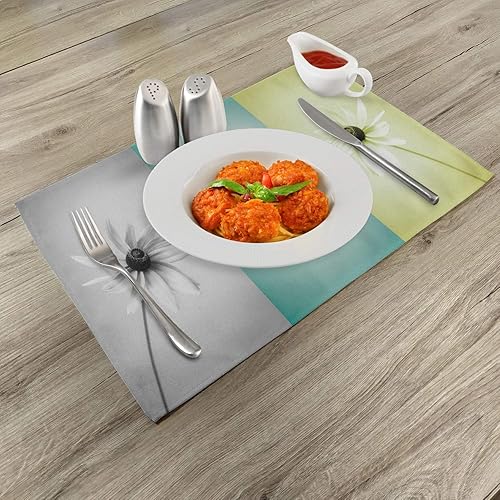 Miniatura 2 de Ambesonne Juego de 4 manteles individuales abstractos de tela lavable para mesa de comedor, tamaño estándar, color gris turquesa