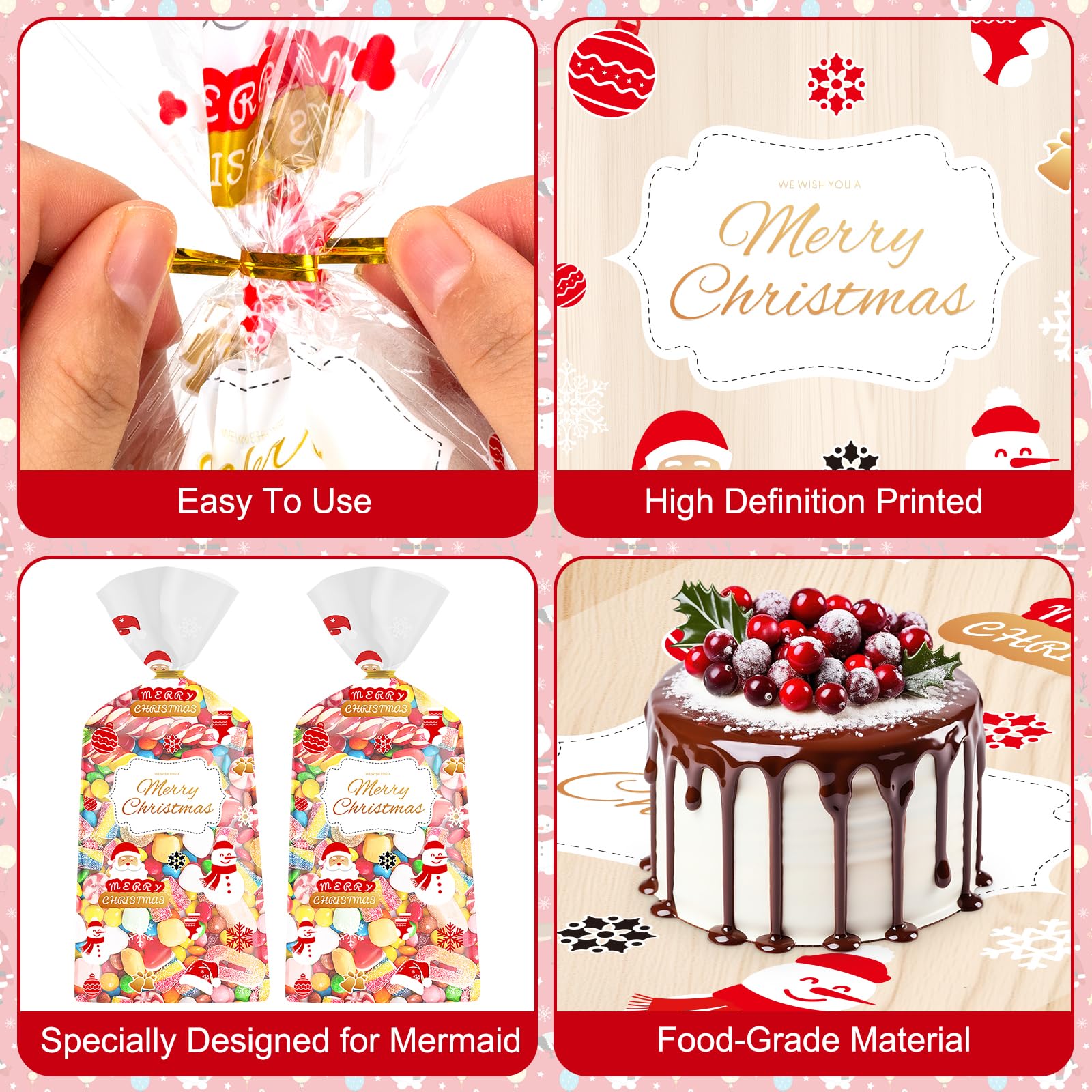 Litmitfu 50 x Geschenktüten mit Aufschrift "Merry Christmas"