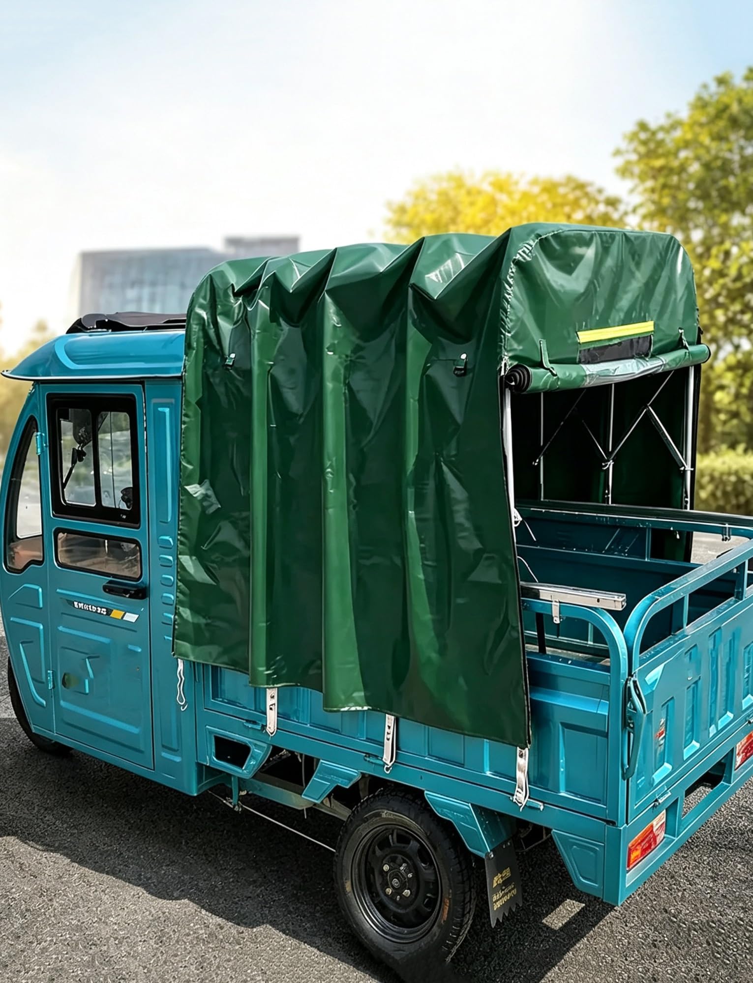 Sombrilla plegable para triciclo eléctrico con dosel de tela impermeable