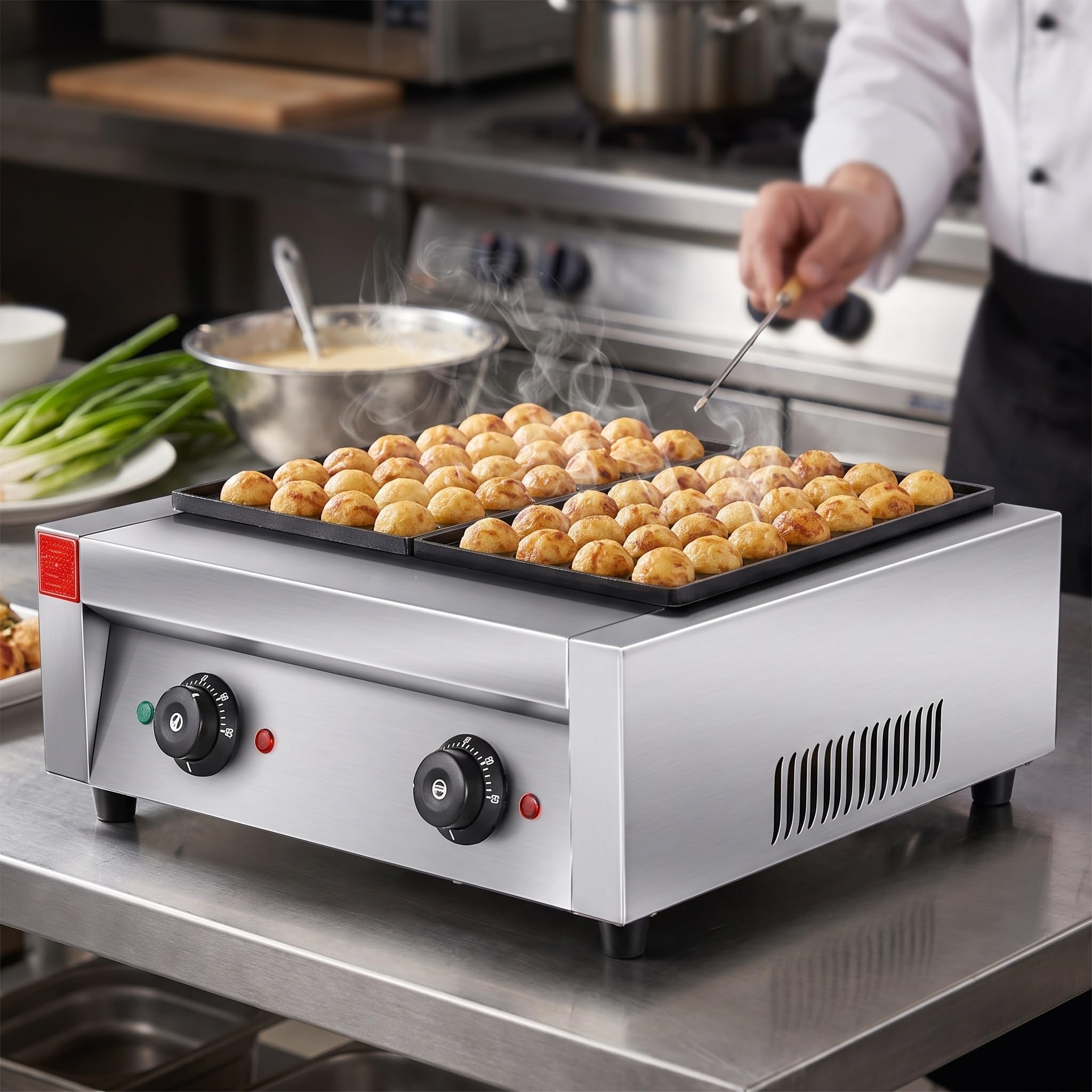 Machine à Takoyaki électrique, Machine à Boulettes De Poulpe Commerciale De 2 KW, équipement De 56 Trous pour Les Fêtes, Les Food Trucks Et Les Restaurants
