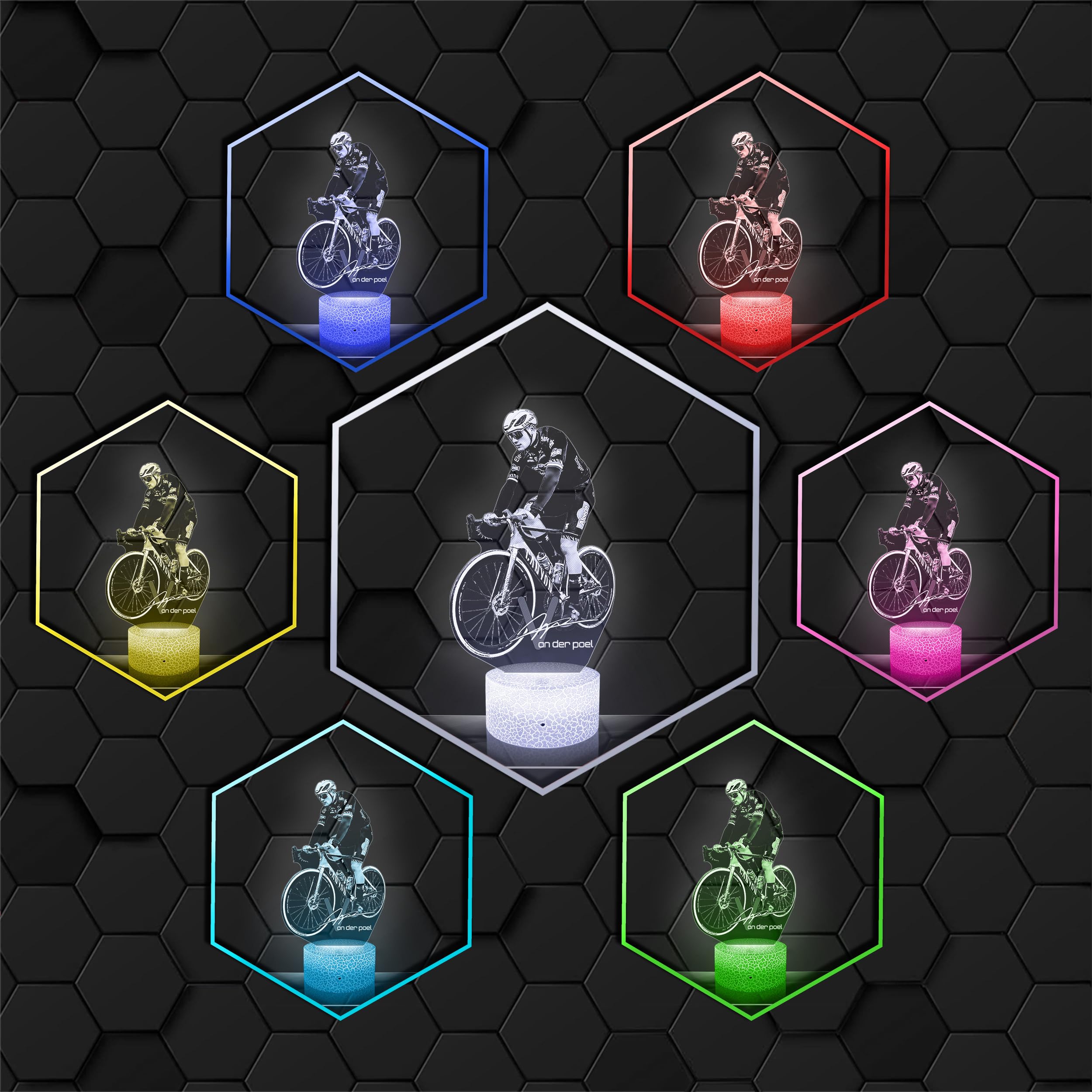 Lampephoto.fr - M. Van der Poel Radsport 3D Lampe, Touch Nachtlicht, Deko Fahrrad Radfahrer, Geschenkidee Mann objekt M. Van der Poel Radsport Nachtlicht Erwachsene deko Zimmer, 3D Led Illusion TOP